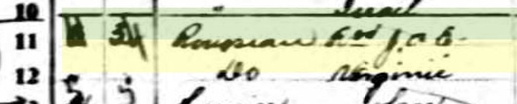 IMAGE of 1921 Canada Census for Virginie Rousseau 